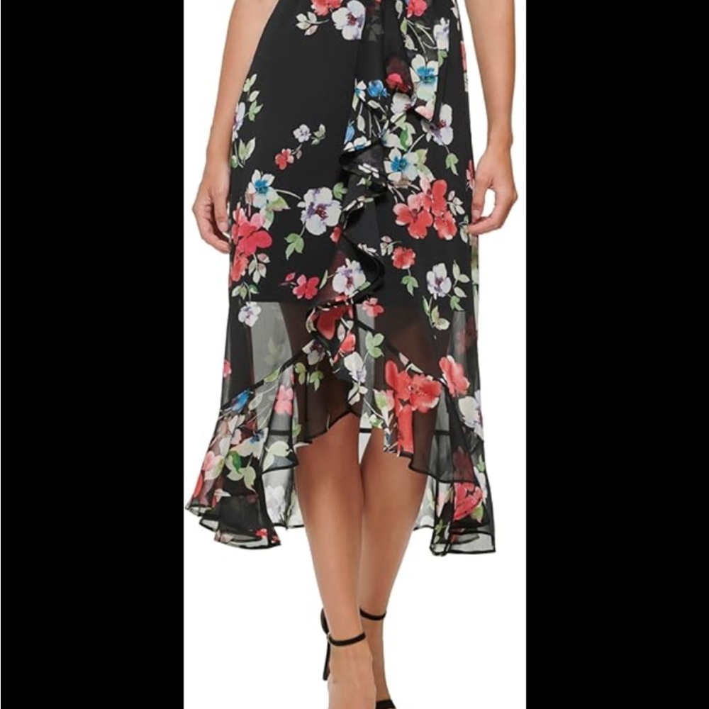 DKNY Women's Black
Floral-Print Ruffled Hem Puff Sleeve Midi
Dress Size 14W NWT - Picture 5 of 16